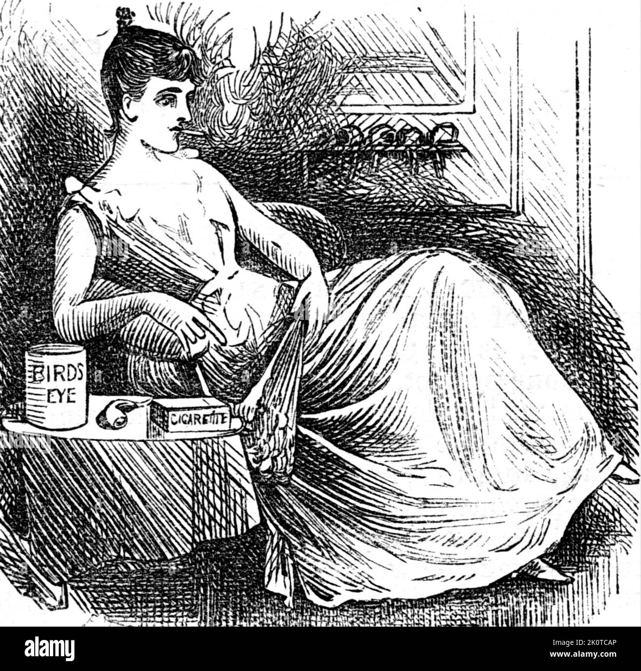Anti-Tobacco Cartoon, (English) circa 1878. Punch Stock Photo