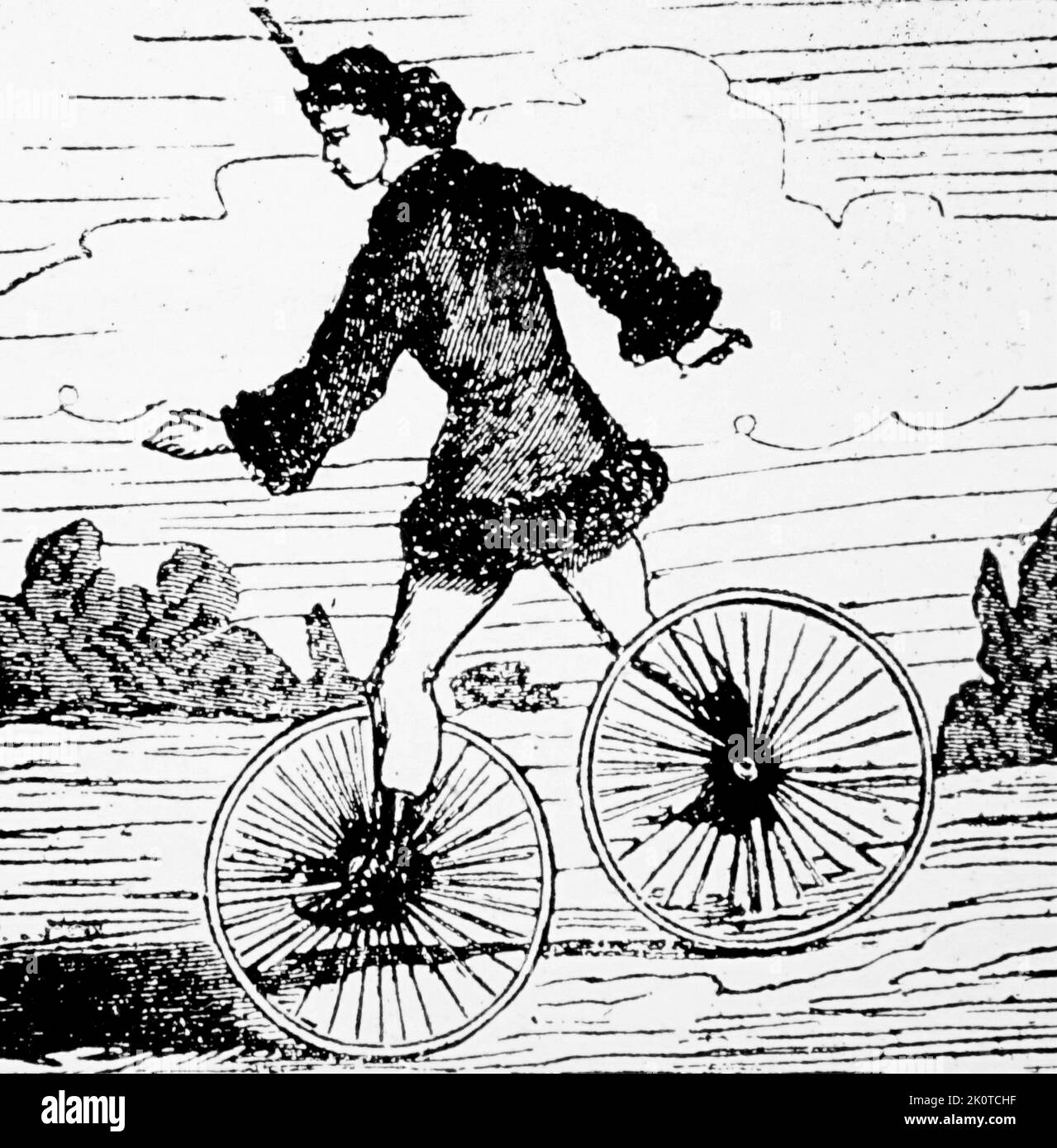 A double Monocycle 1869. Stock Photo