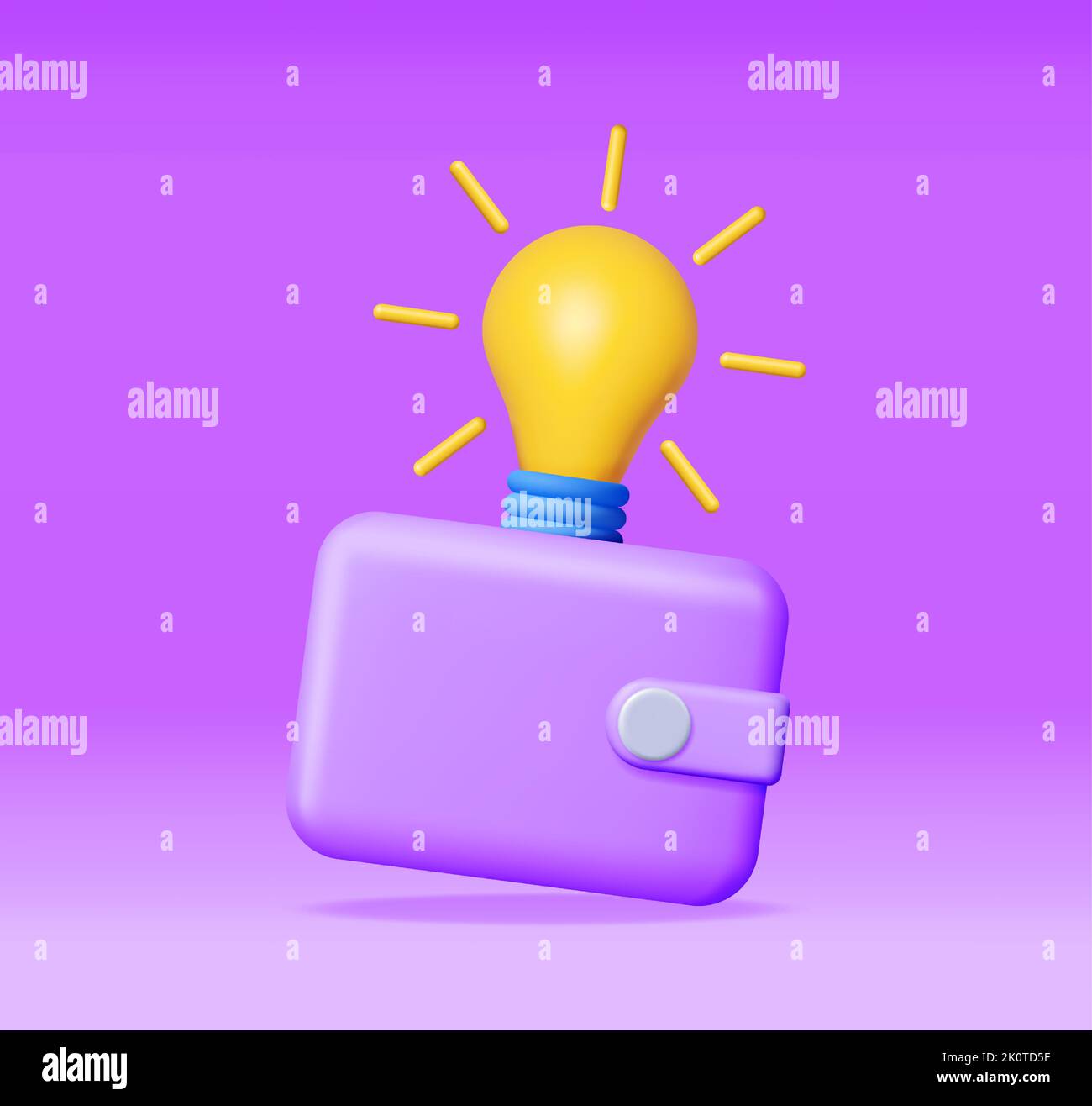 3D Light Bulb in Leather Wallet Isolated Stock Vector