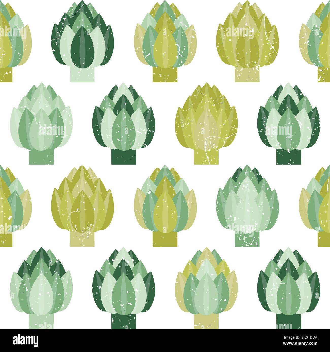 Green Artichokes Organic Veggies Seamless Pattern Stock Vector