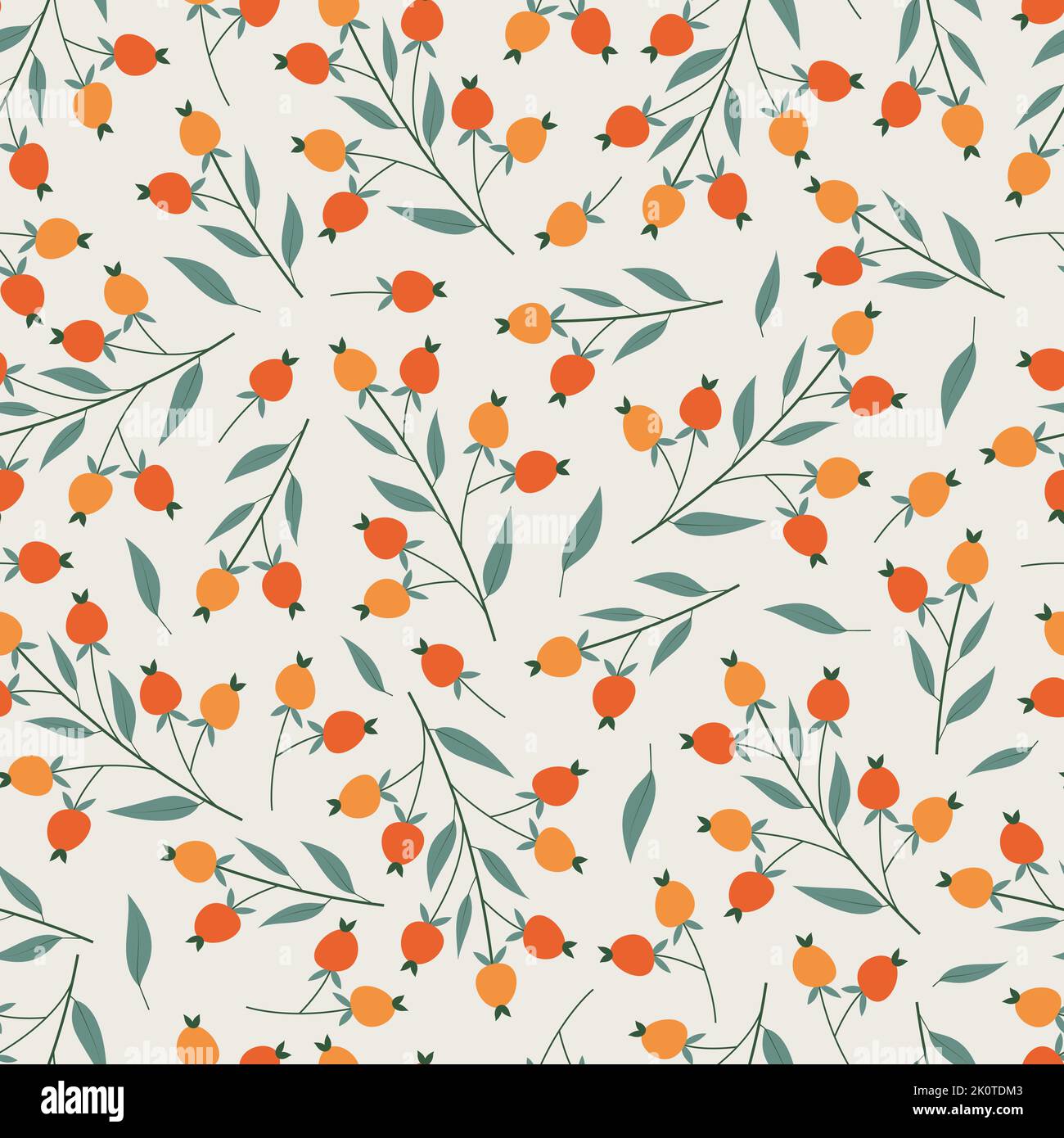 Floral seamless pattern design. Abstract branches, leaves and seeds. Repeat texture foliage background for surface printing Stock Vector