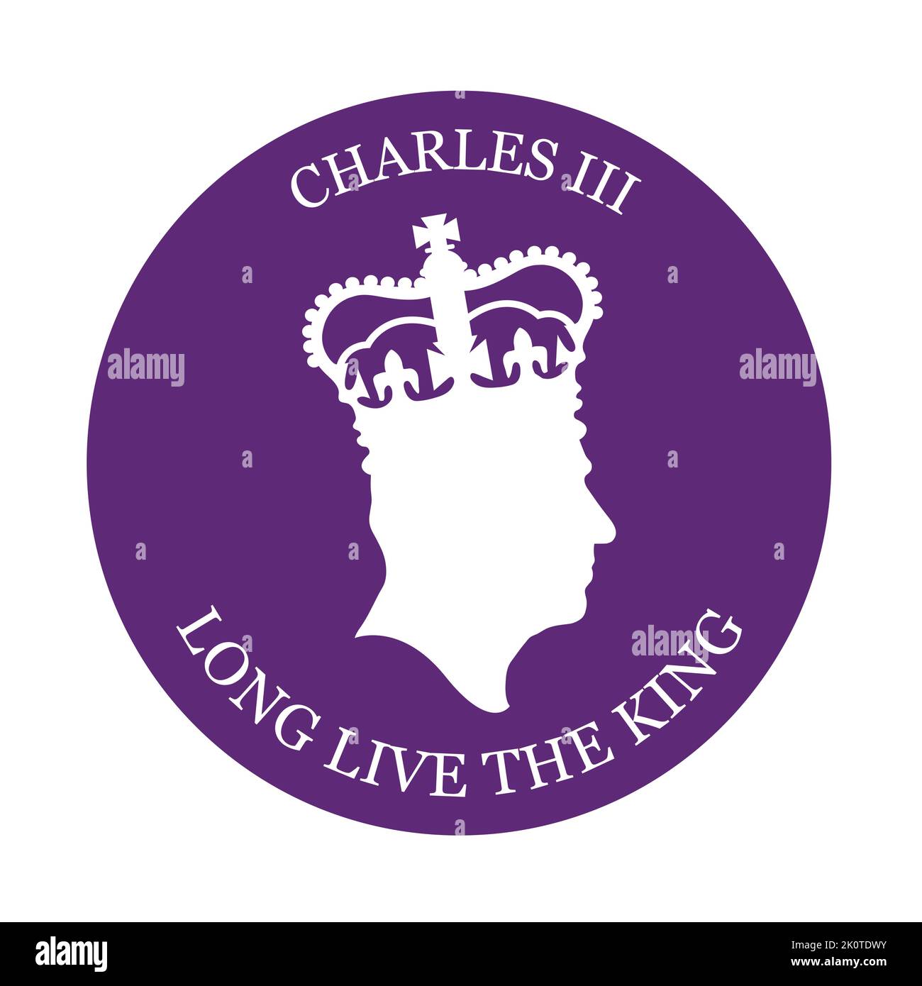 London, UK - September 2022: Side profile silhouette of King Charles III. The new king after the death of Queen Elizabeth II Stock Vector