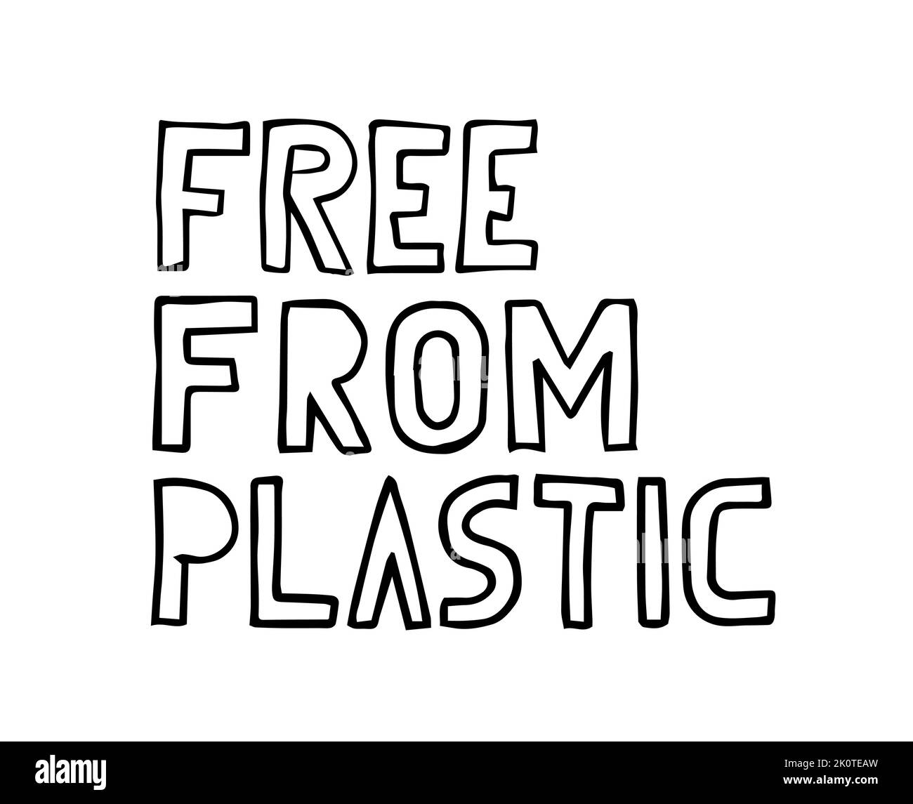 Free from plastic lettering for package paper design. Zero waste concept. Plastic pollution sticker label. Stock Vector