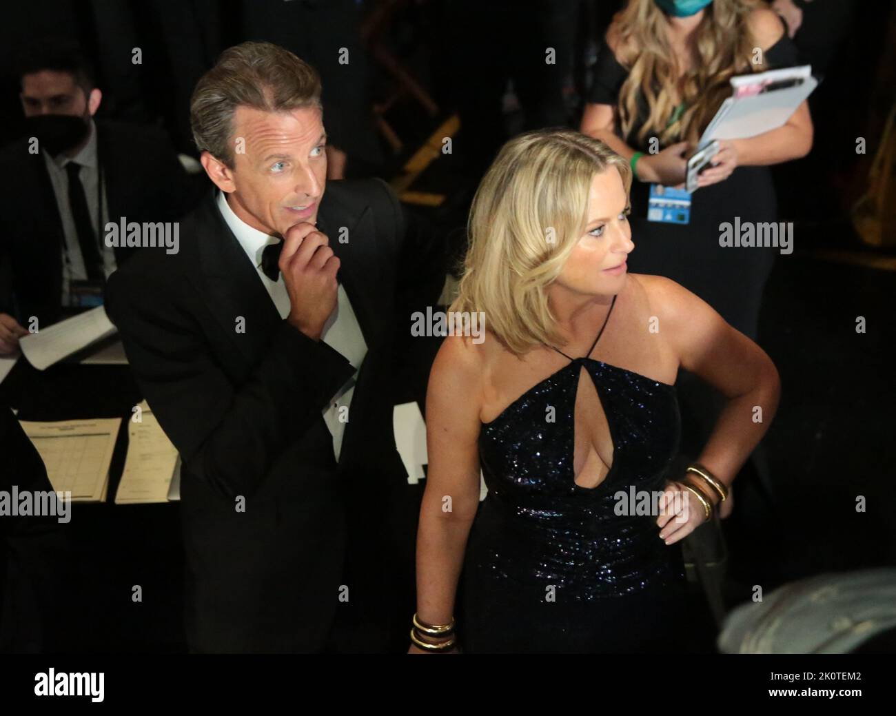 Los Angeles, USA. 12th Sep, 2022. Seth Meyers, left, and Amy Poehler at