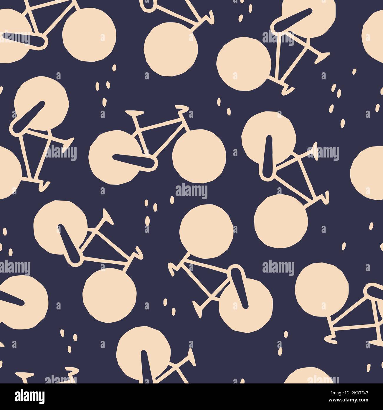 Cute vector seamless pattern with bikes. Ideal for design, wallpaper, packaging, textile, scrapbooking. Stock Vector