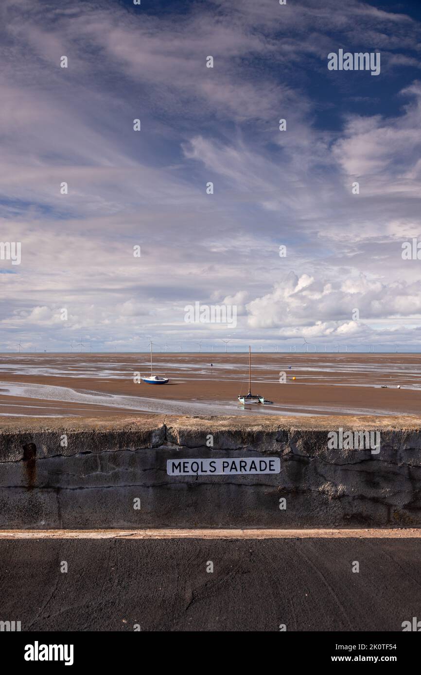Seaside promenade at Meols on the Wirral, England Stock Photo