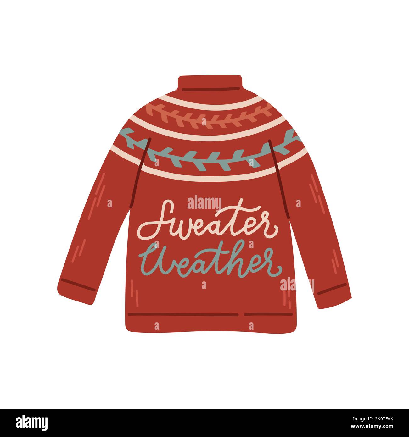 Christmas knitted sweater with winter quote vector Stock Vector Image