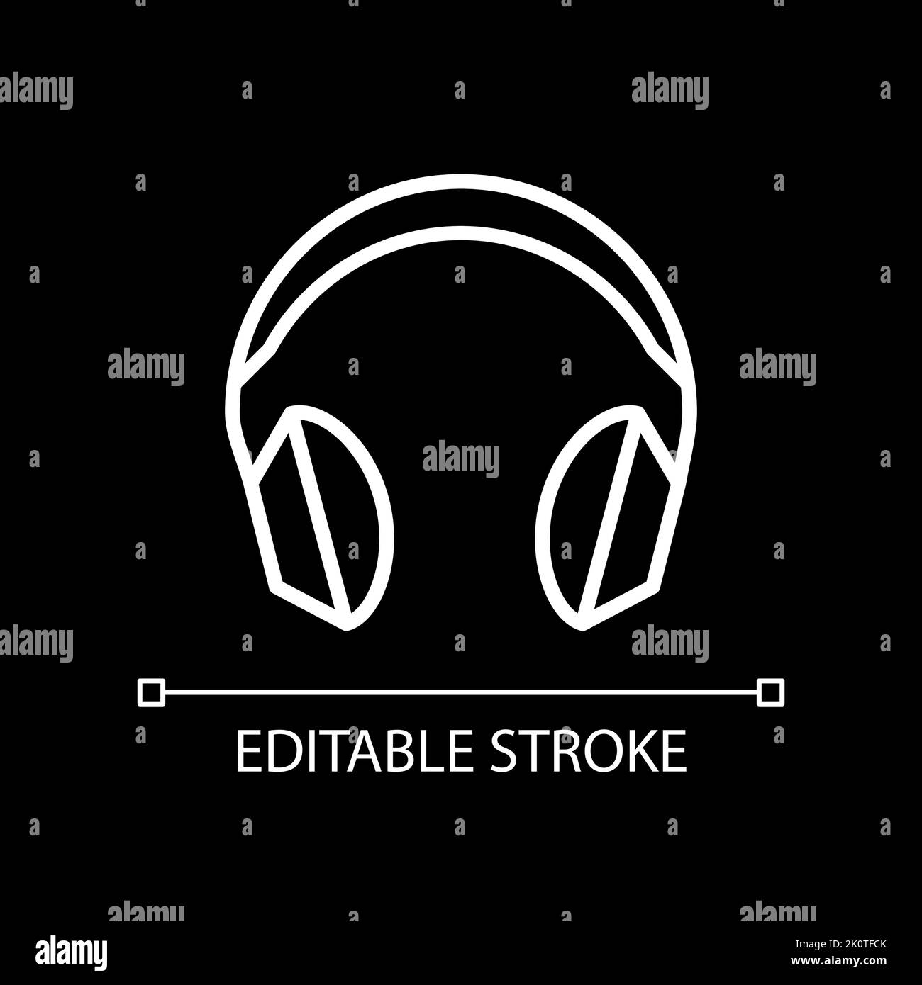 Wireless headphones white linear icon for dark theme Stock Vector Image ...