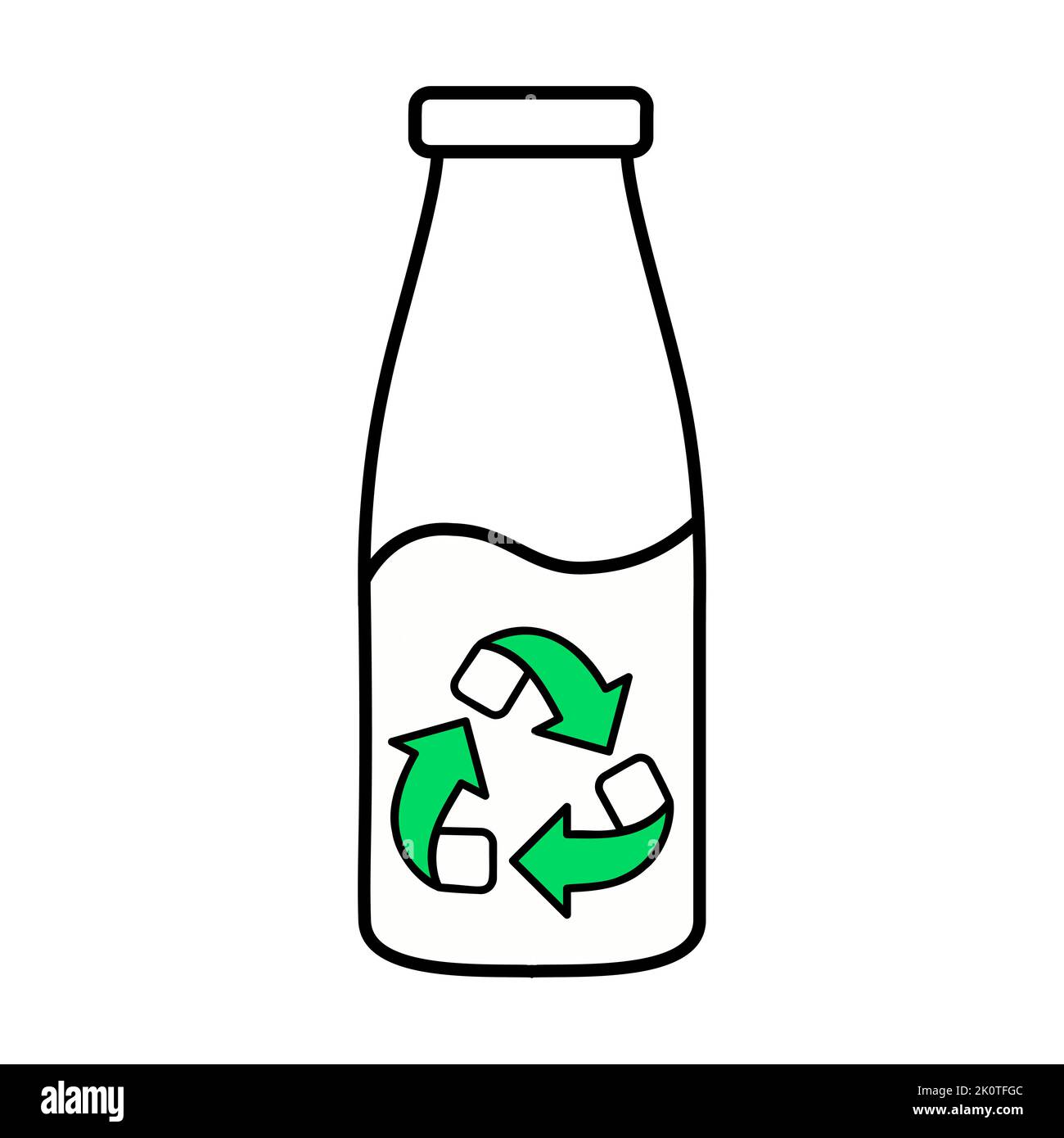 Recycle green plastic bottle. Line vector isolate on white background. Vector illustration Stock Vector