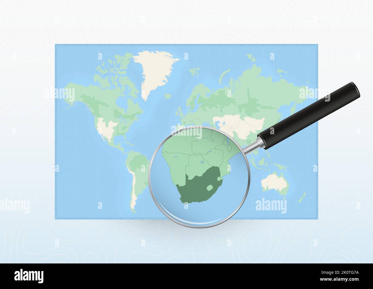 Map of the World with a magnifying glass aimed at South Africa