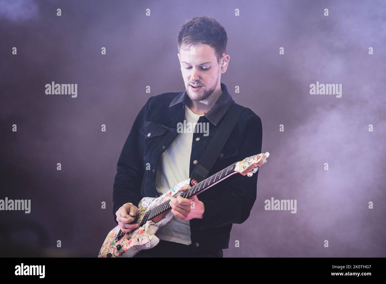 GERMANY, NUREMBERG, ROCK IM PARK 2016: Adam Hann, guitarist of the English pop rock band, performing live on stage at the Rock Im Park festival 2016 edition Stock Photo
