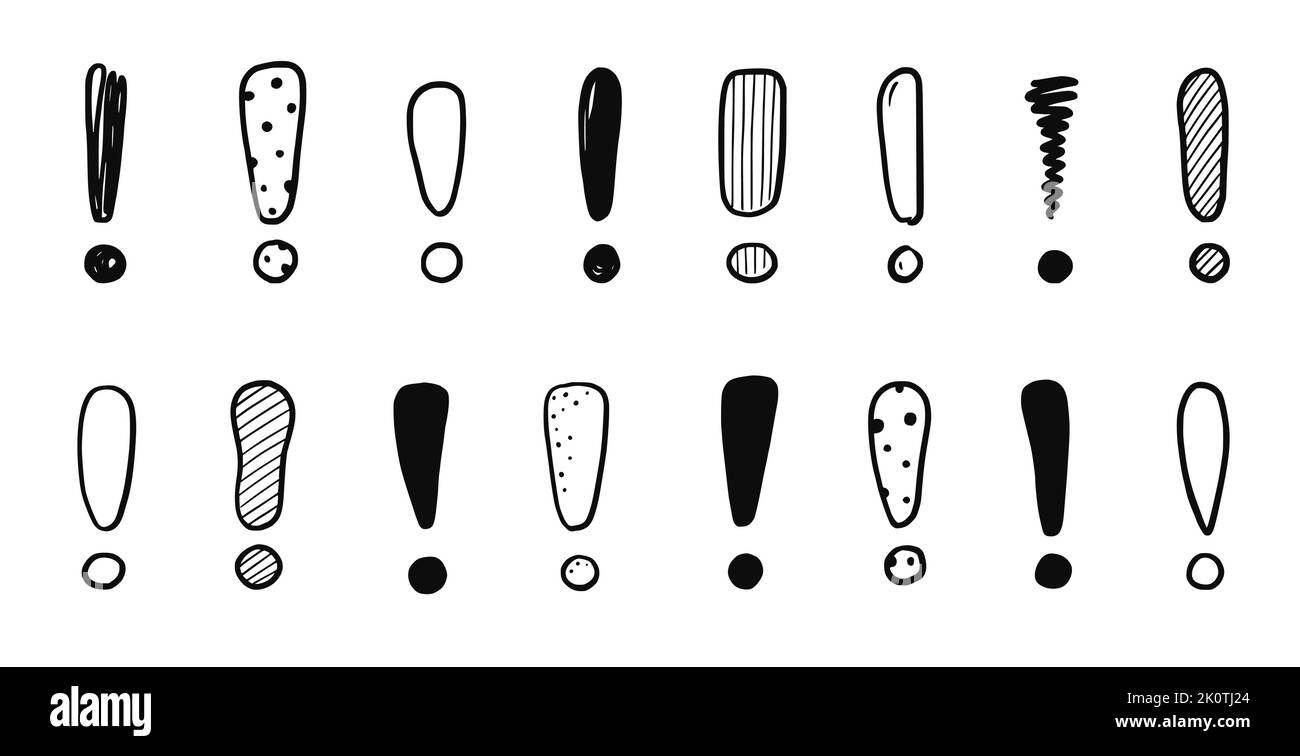 Hand Drawn Exclamation Mark Set Scribble Doodle Exclamation Point Sign Hand Drawn Exclamation Mark Set Scribble Doodle Exclamation Point Sign