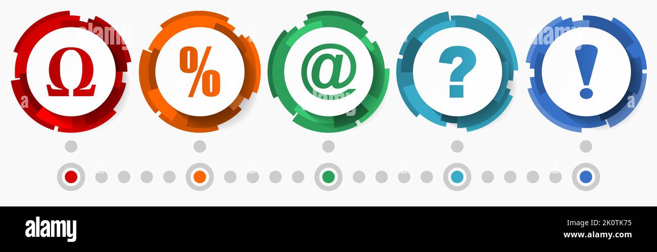 Web symbols vector icons, flat design web button set, colorful infographic template Stock Vector