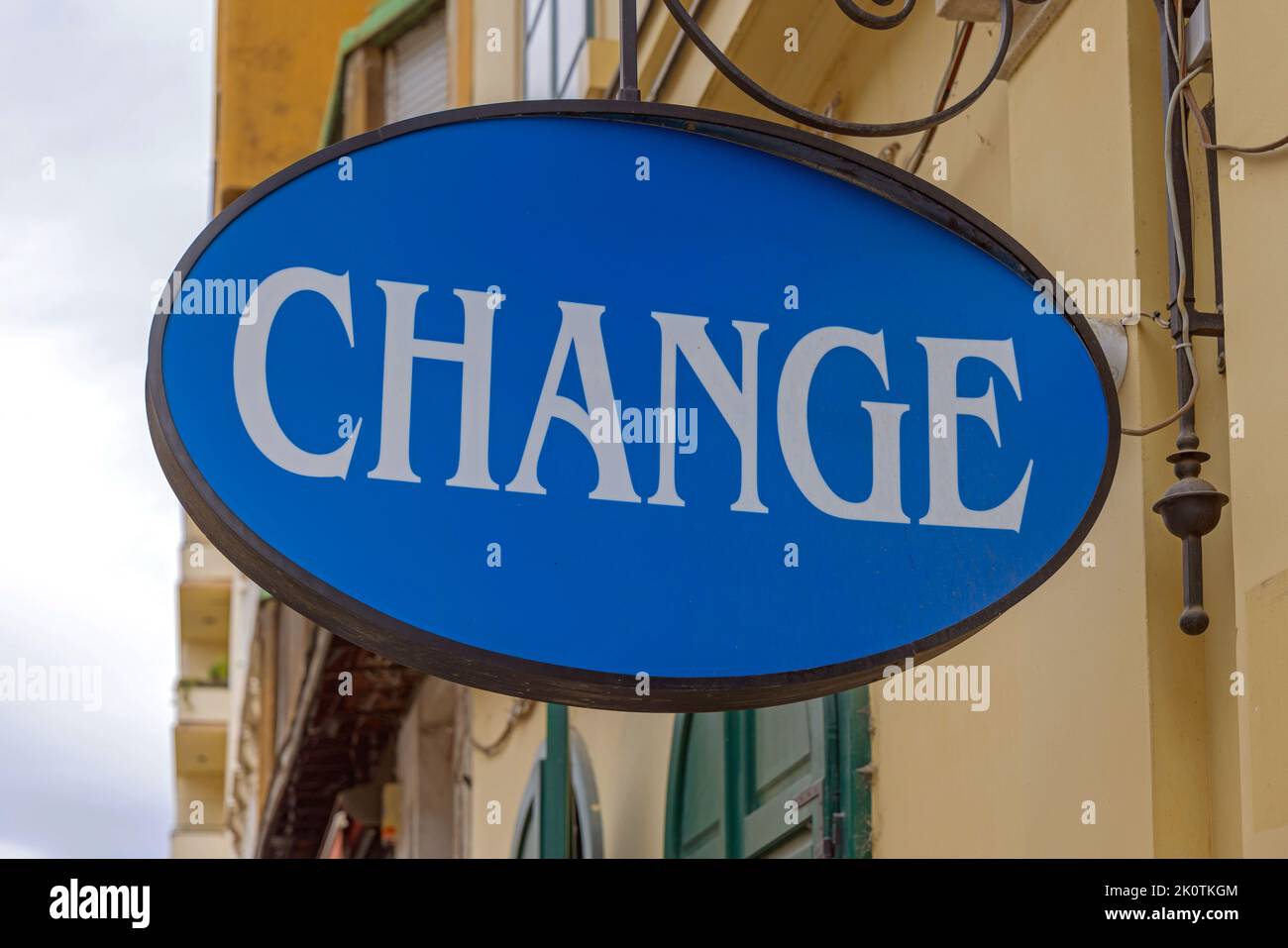 Money Change Blue Oval Sign Exchange Office Stock Photo