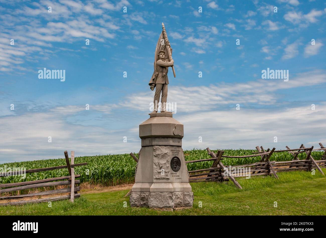 132nd Pennsylvania Volunteer Infantry Regiment Monument, Antietam National Battlefield, Maryland USA, Sharpsburg, Maryland Stock Photo