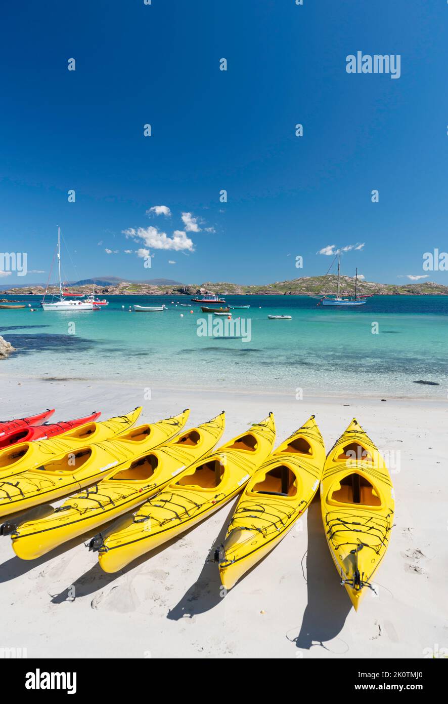 Kayaks on White Sand Beach Iona Scotland Stock Photo - Alamy