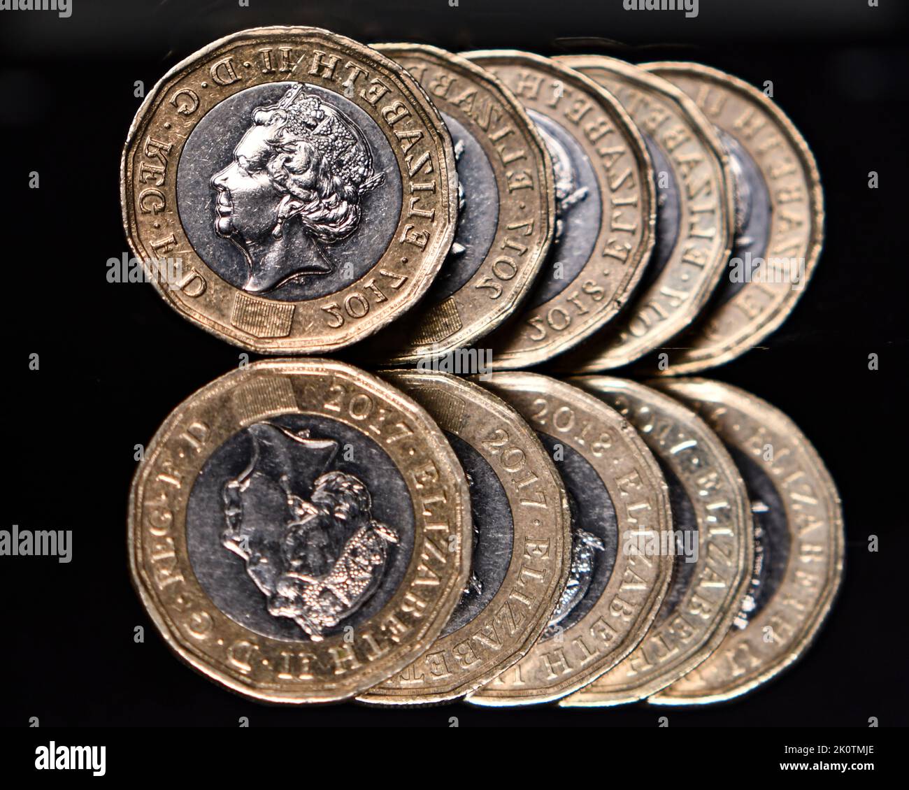 a one pound coin with the Queen on Stock Photo - Alamy