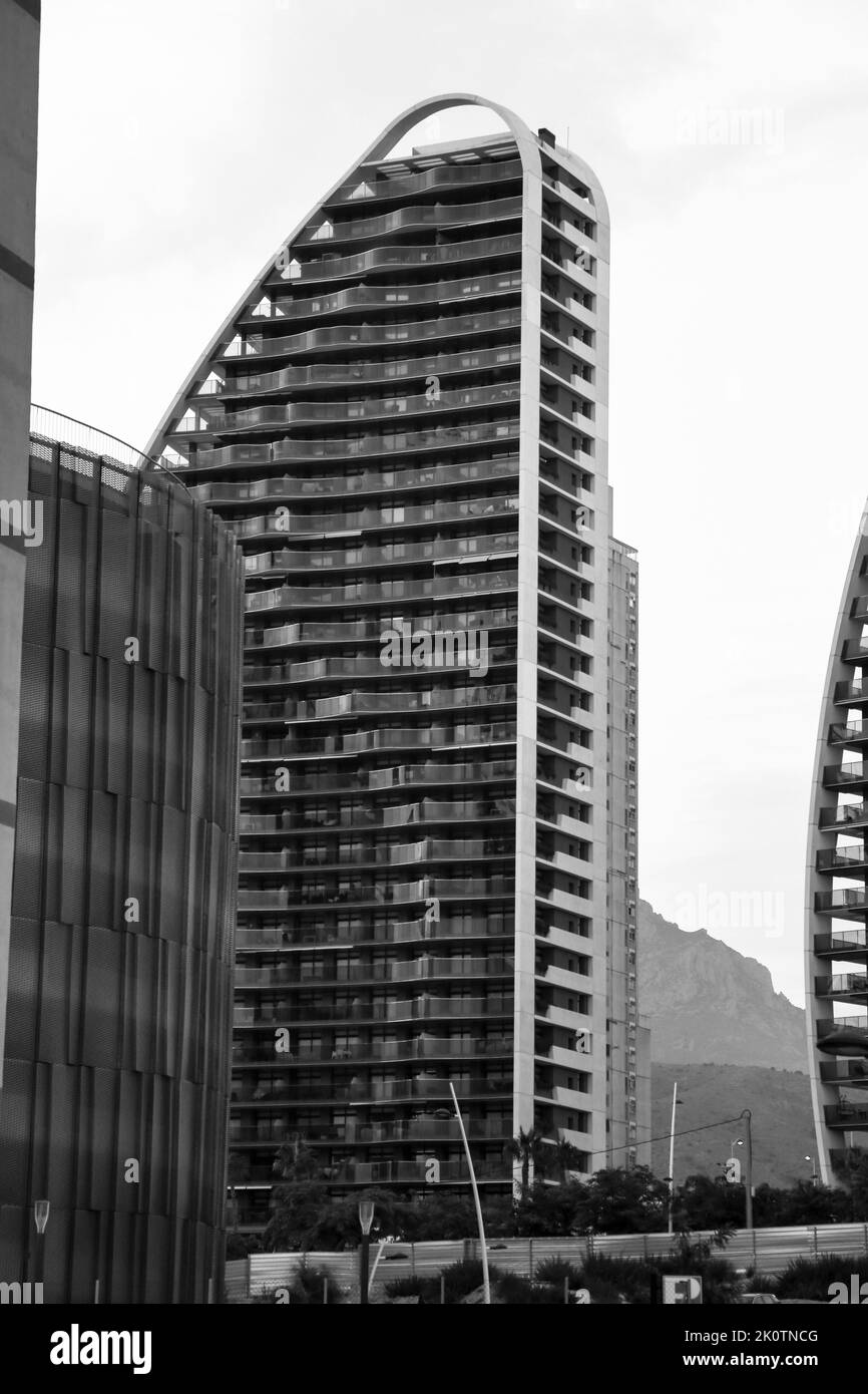 Benidorm, Alicante, Spain- September 11, 2022: Modern architecture ...