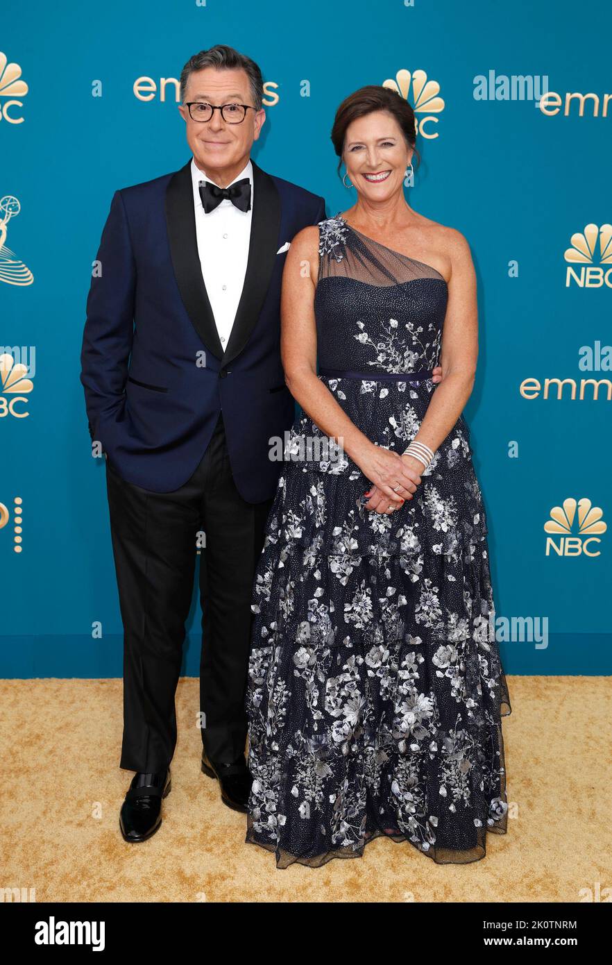 Stephen Colbert, left, and Evie Colbert arrive at the 74th Emmy Awards ...