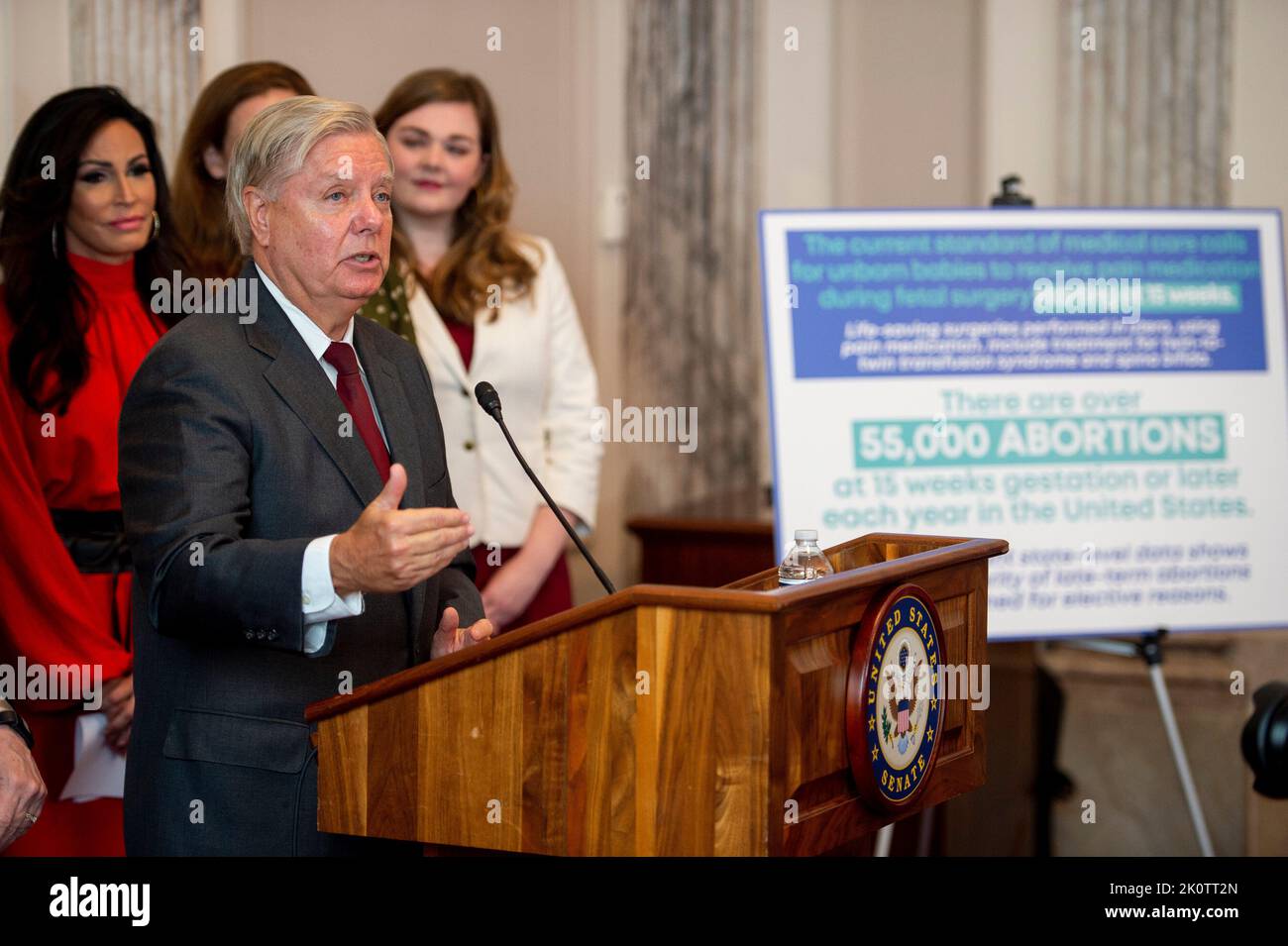 United States Senator Lindsey Graham (Republican of South Carolina) offers remarks during a press conference on the introduction of the Protecting Pain-Capable Unborn Children from Late-Term Abortions Act, in the Russell Senate Office Building in Washington, DC, Tuesday, September 13, 2022. Credit: Rod Lamkey / CNP Stock Photo