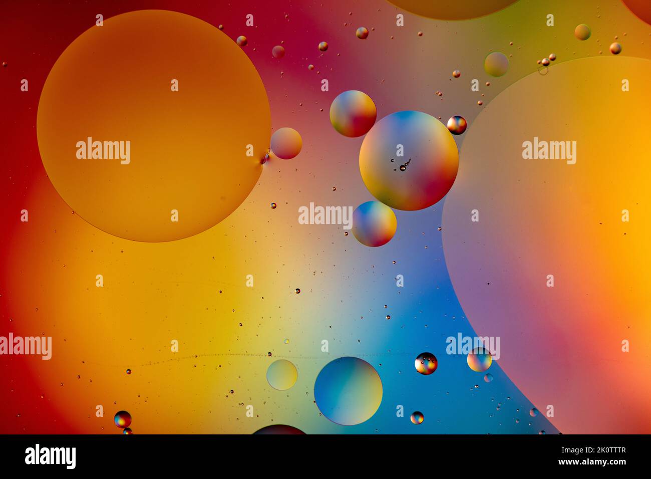 Multicolored Macro Oil Bubbles Abstract Liquid Background Stock Photo