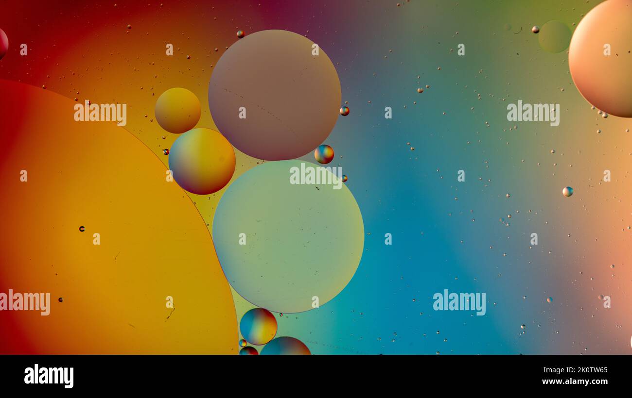 Multicolored Macro Oil Bubbles Abstract Liquid Background Stock Photo
