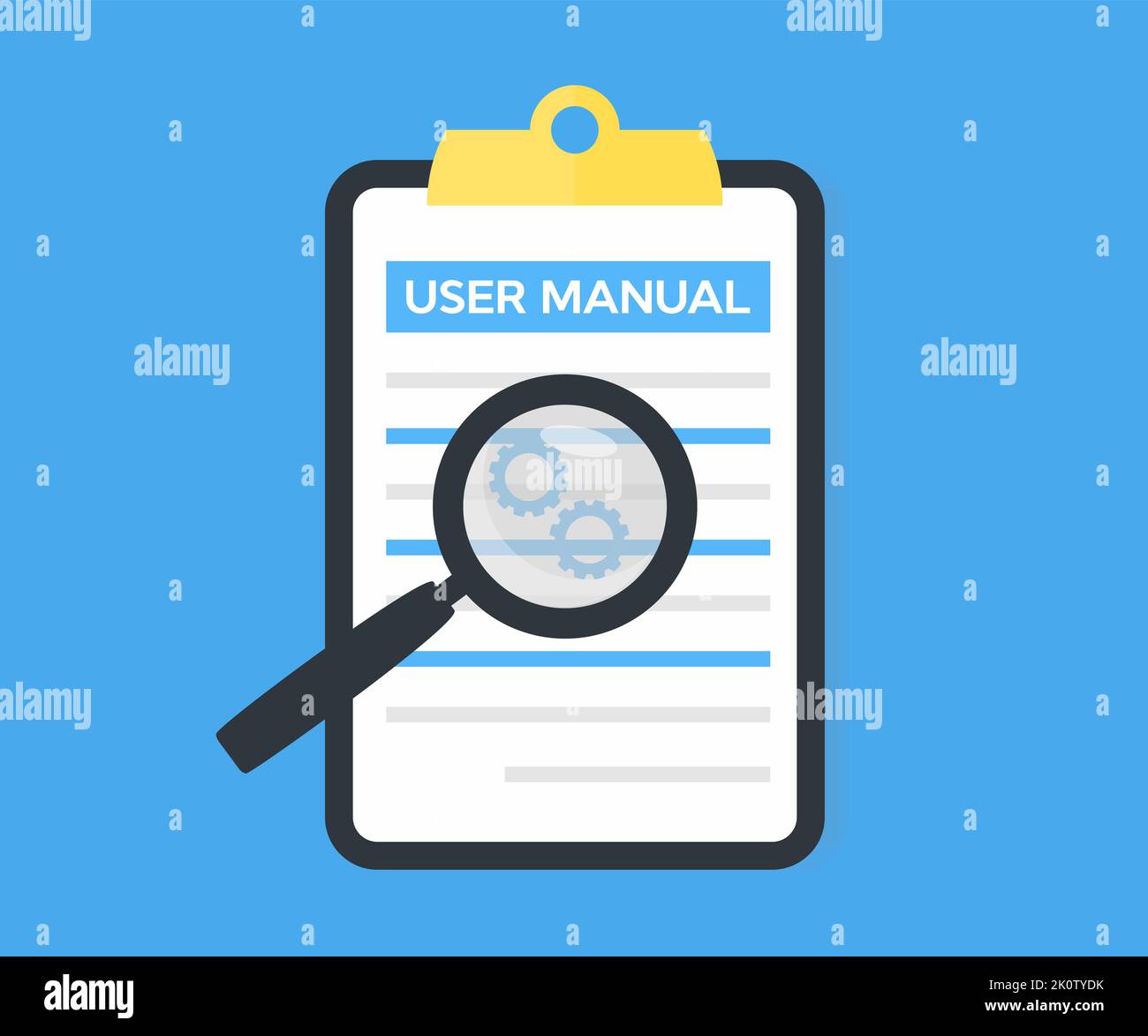 User manual concept, guidebook, instruction document, logo design. Document specification requirements, Instructions for use. Сustomer guide, useful. Stock Vector