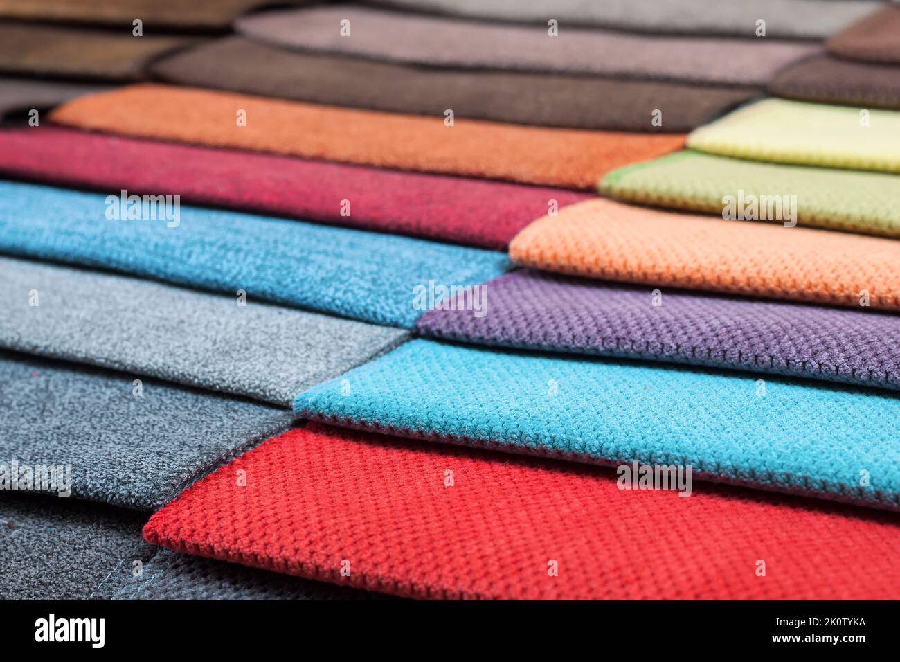 Color samples of the upholstery fabric in the assortment. palette of