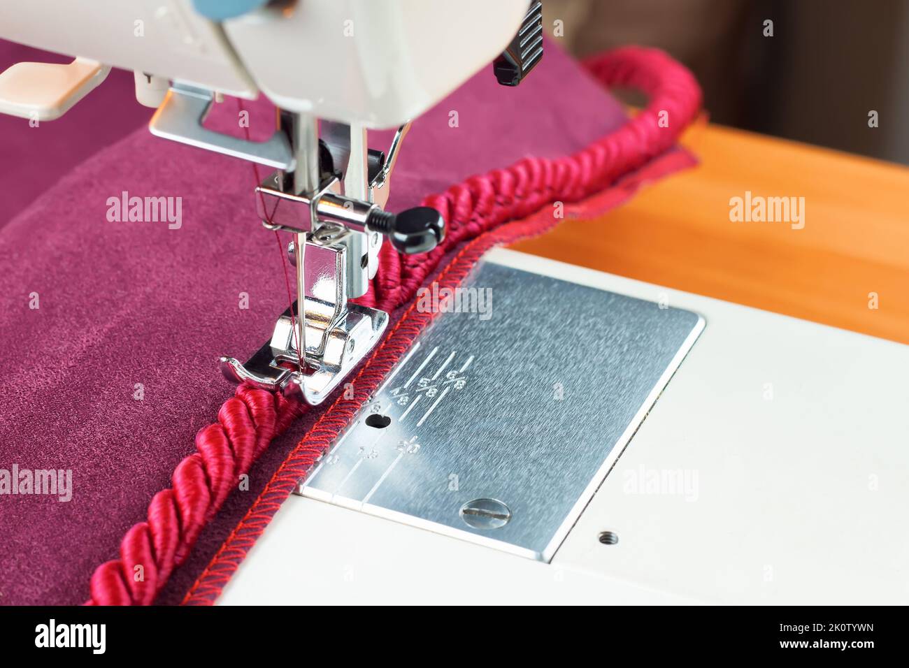 Professional equipment. Modern sewing machine with special pressure