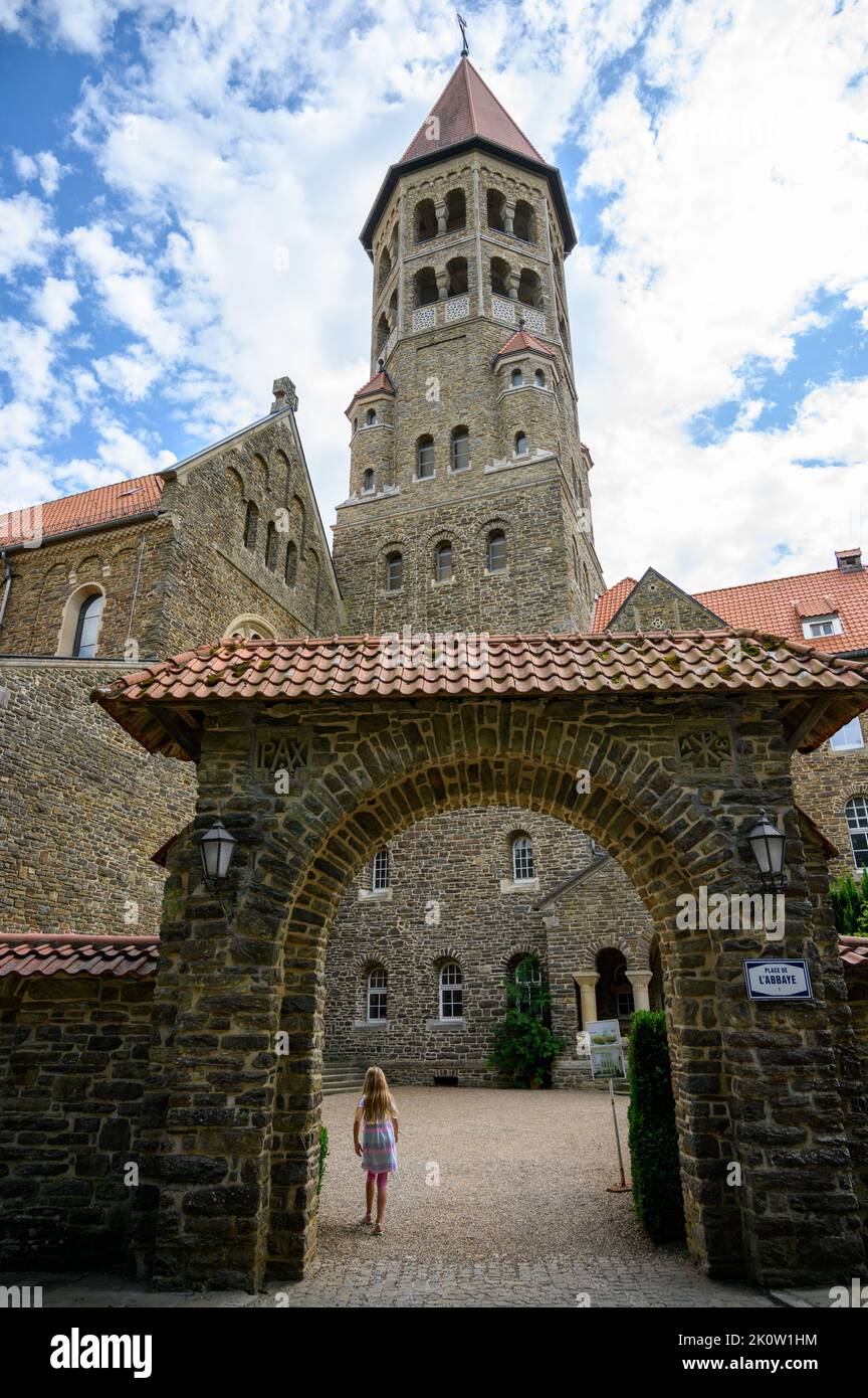 The Benedictine Abbey of St. Maurice and St. Maurus of Clervaux. Clervaux, Luxembourg. Stock Photo