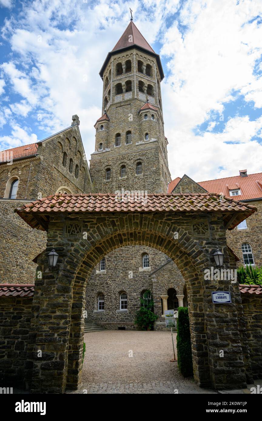 The Benedictine Abbey of St. Maurice and St. Maurus of Clervaux. Clervaux, Luxembourg. Stock Photo