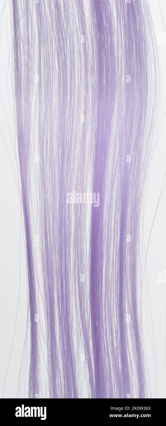 Light purple hair strands macro close up view isolated Stock Photo