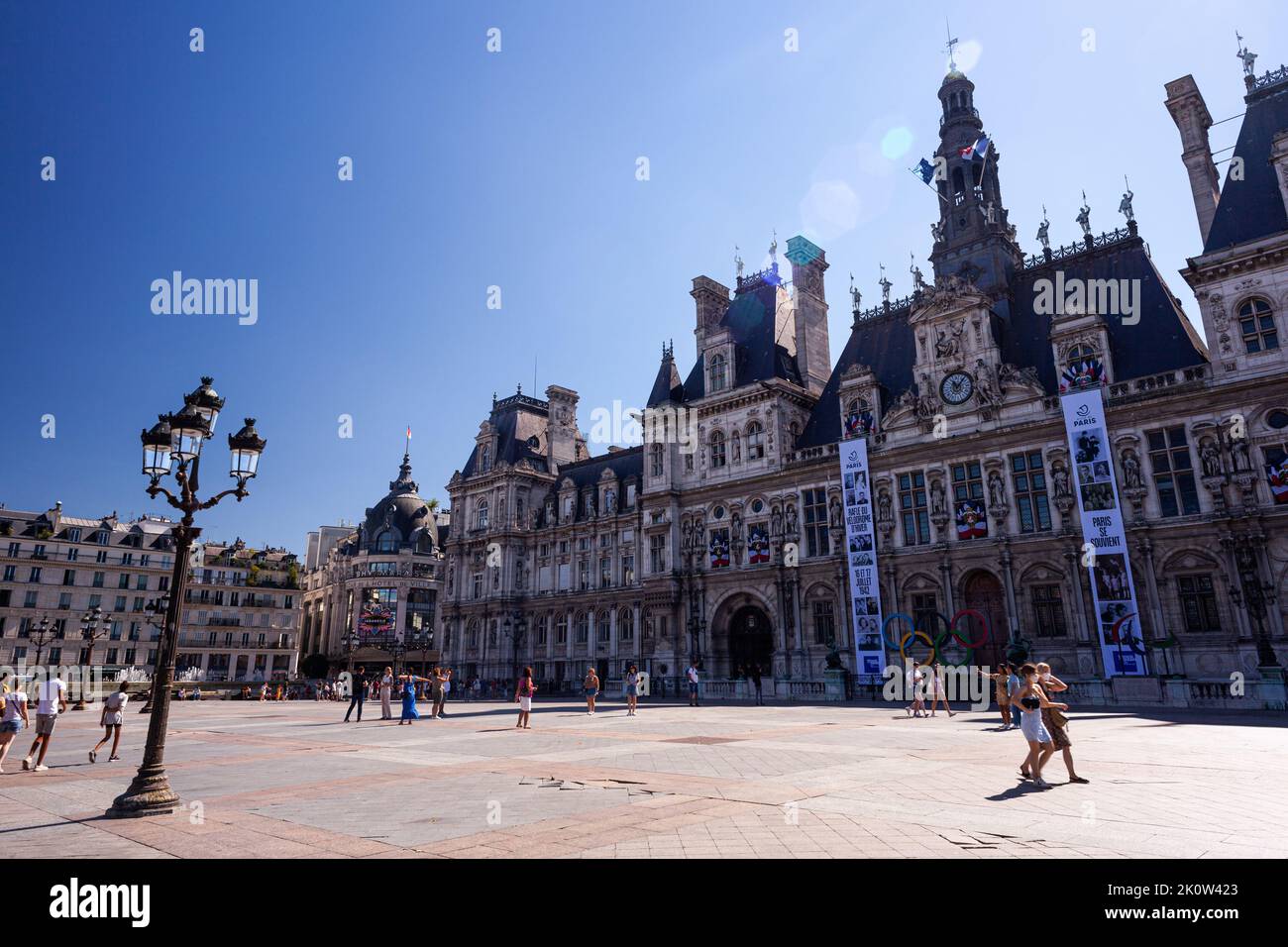 Paris, France - July, 15: View of the city hall of Paris called Hotel de ville on July 15, 2022 Stock Photo