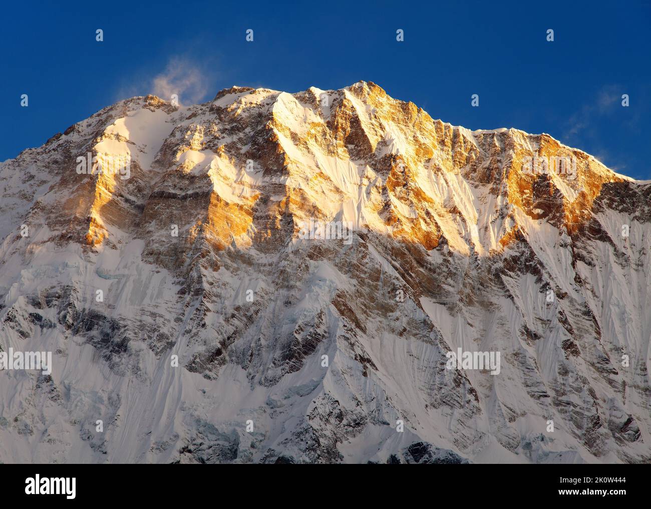 Morning view of Mount Annapurna from Annapurna south base camp, Nepal Stock Photo