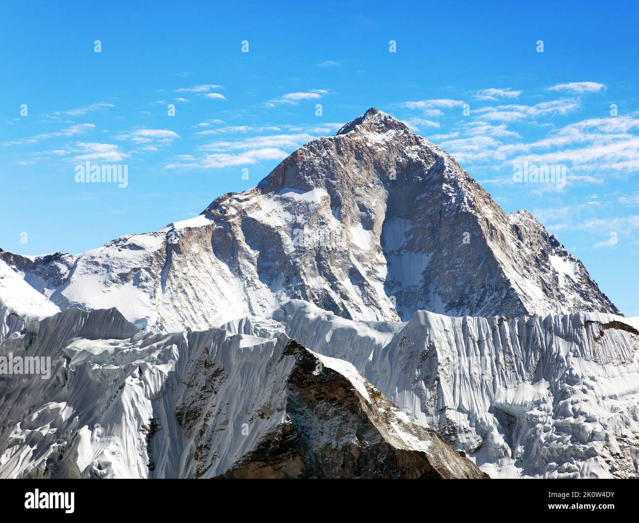 View of mount Makalu (8463 m) from Kongma La pass - Way to Everest base camp, three passes trek, Everest area, Sagarmatha national park, Khumbu valley Stock Photo