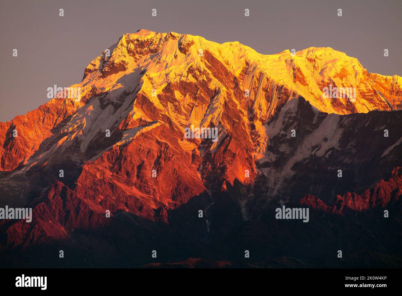 morning panoramic, sunset view of mount Annapurna, Nepal Himalayas mountains Stock Photo