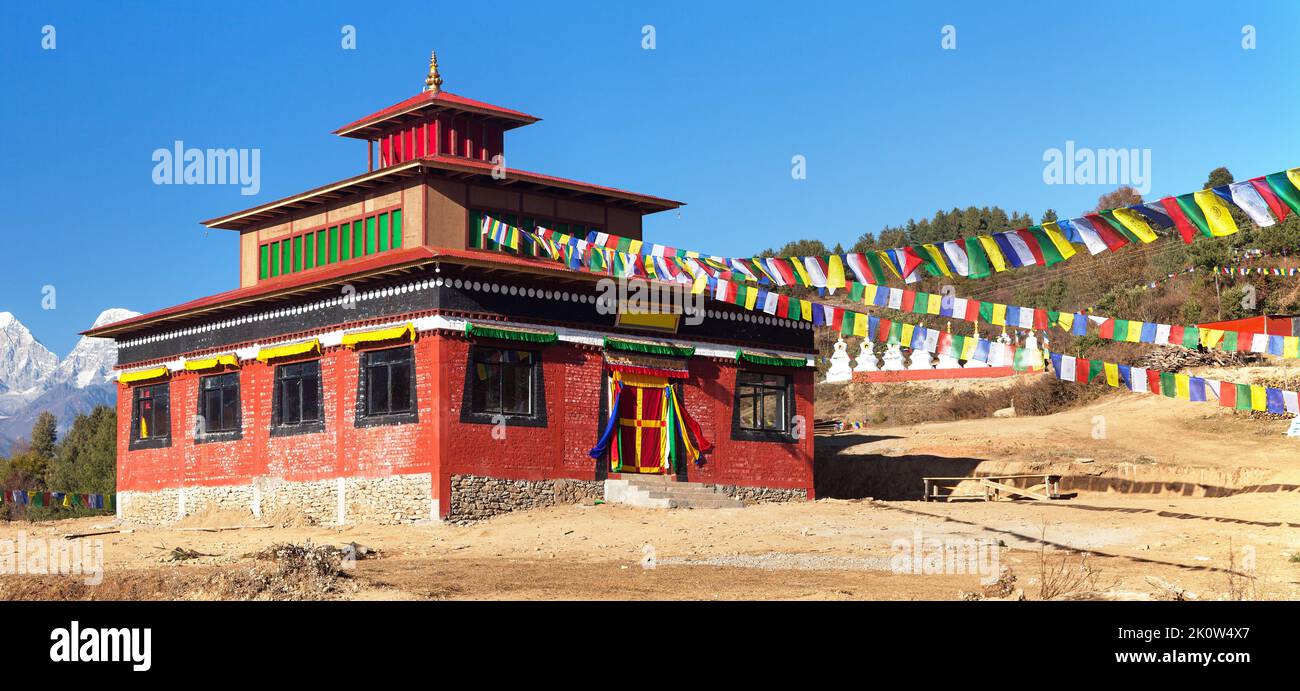 Temle in Za-Sa or Zasa gompa or Monastery near Sallery vilage, Solukhumbu, Nepal Stock Photo