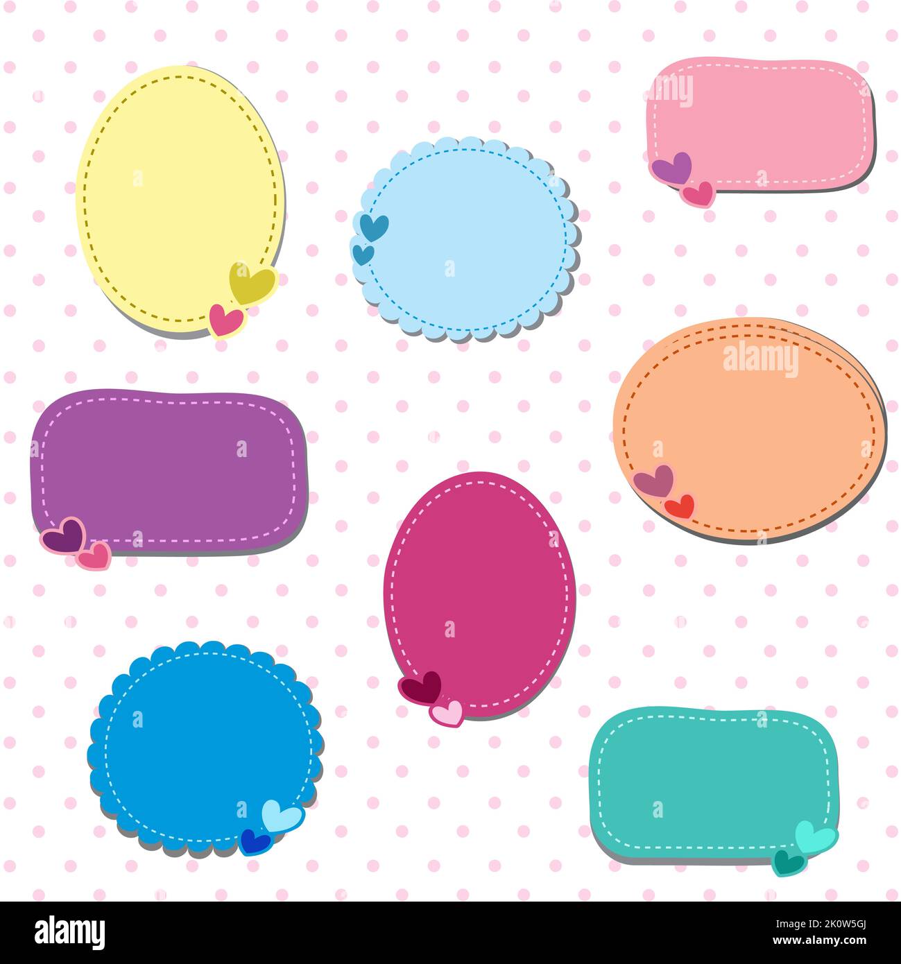 Kids Sticker Frame Label With Hearts Stock Vector