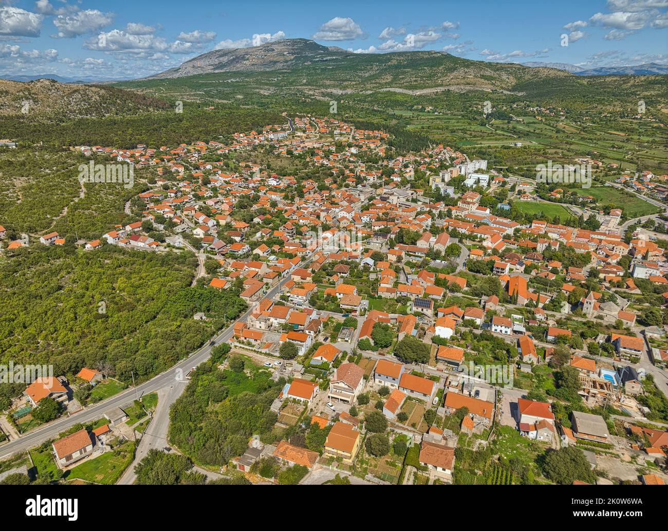 Aerial shot of the Drnis, Croatia Stock Photo
