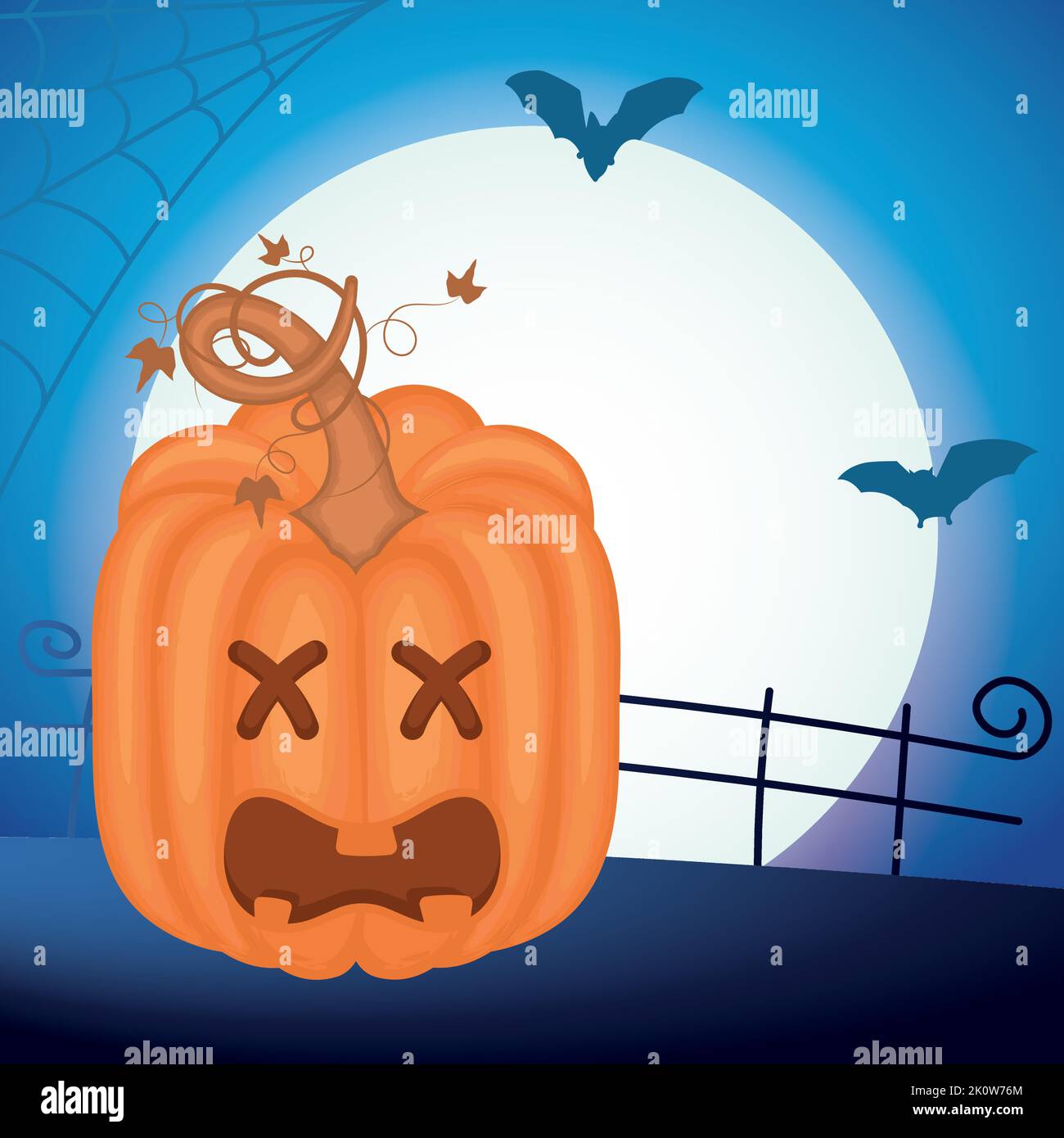 Dead spooky jack o lantern on graveyard Halloween invitation Vector ...