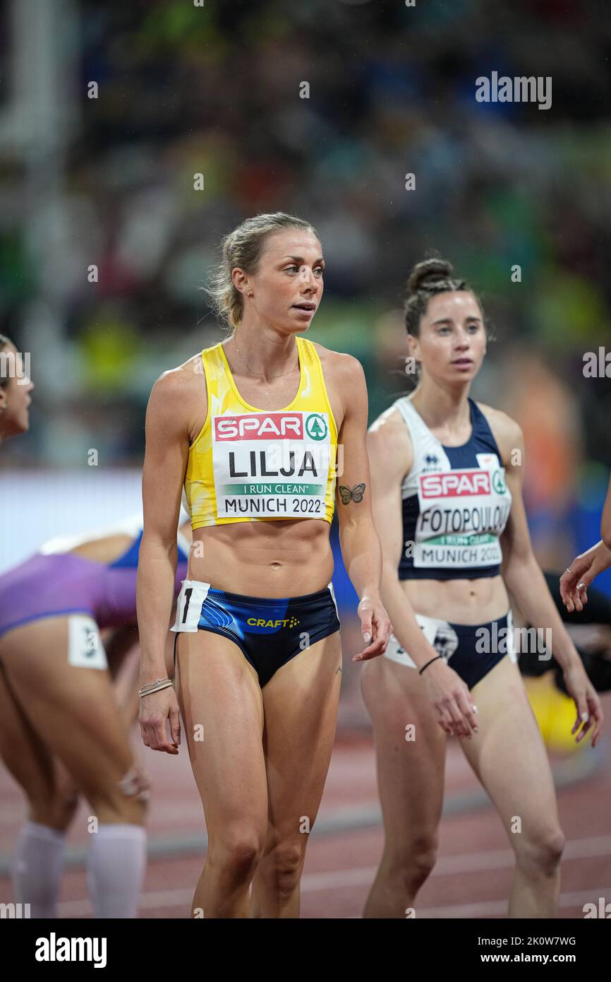 Lisa Lilja participating in the 200 meters of the European Athletics Championships in Munich 2022 Stock Photo
