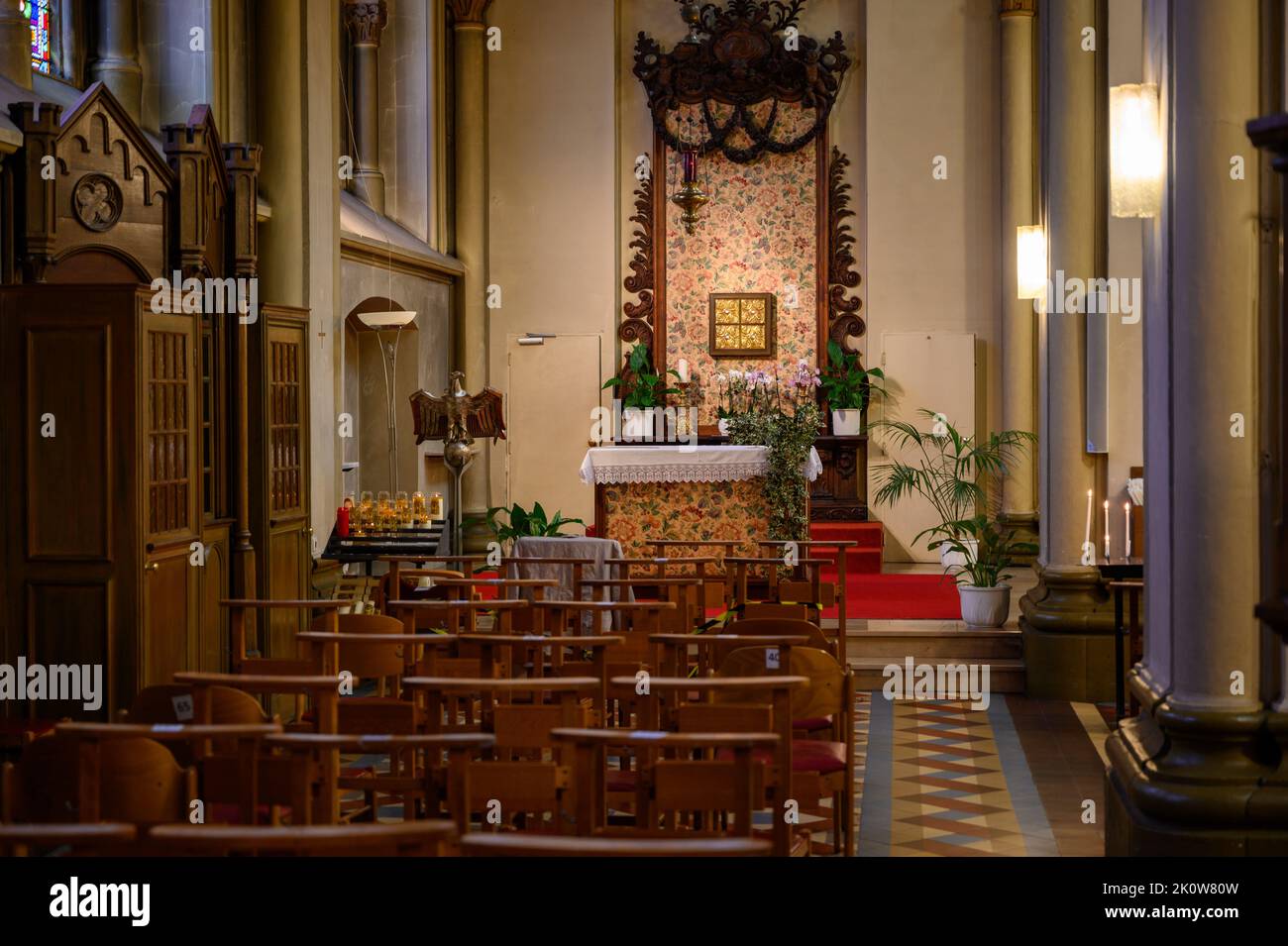 The tabernacle with the Most Blessed Sacrament in the St Alphonse church in Luxembourg City, Luxembourg. Stock Photo