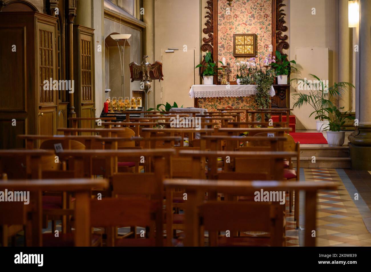 The tabernacle with the Most Blessed Sacrament in the St Alphonse church in Luxembourg City, Luxembourg. Stock Photo