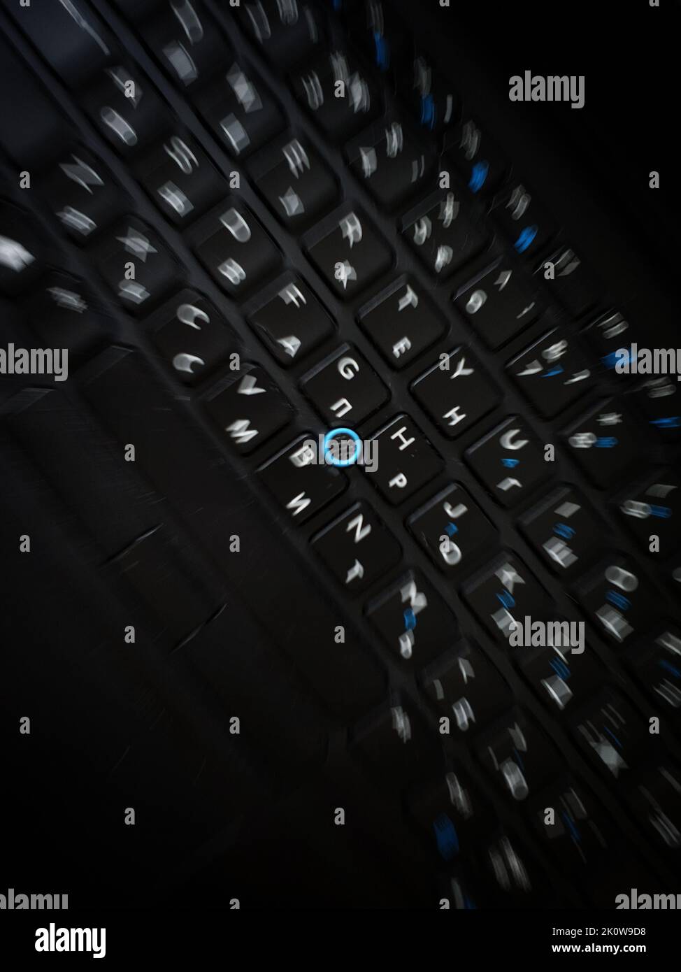 A top view of a black computer laptop keyboard Stock Photo