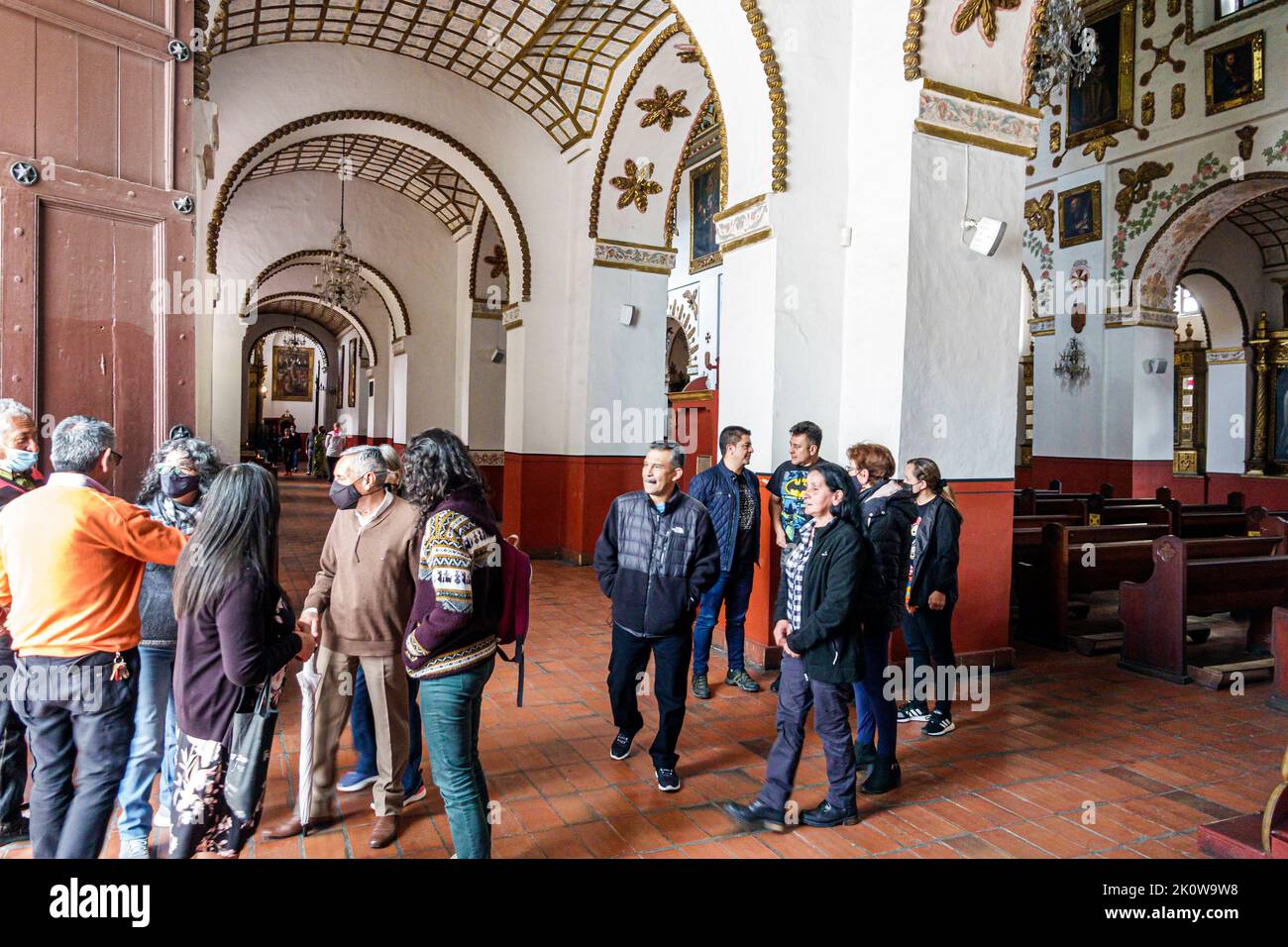 Bogota Colombia,La Candelaria Centro Historico central historic old city center centre Calle 7 Templo do San Augustan,Saint Augustine temple church Ca Stock Photo