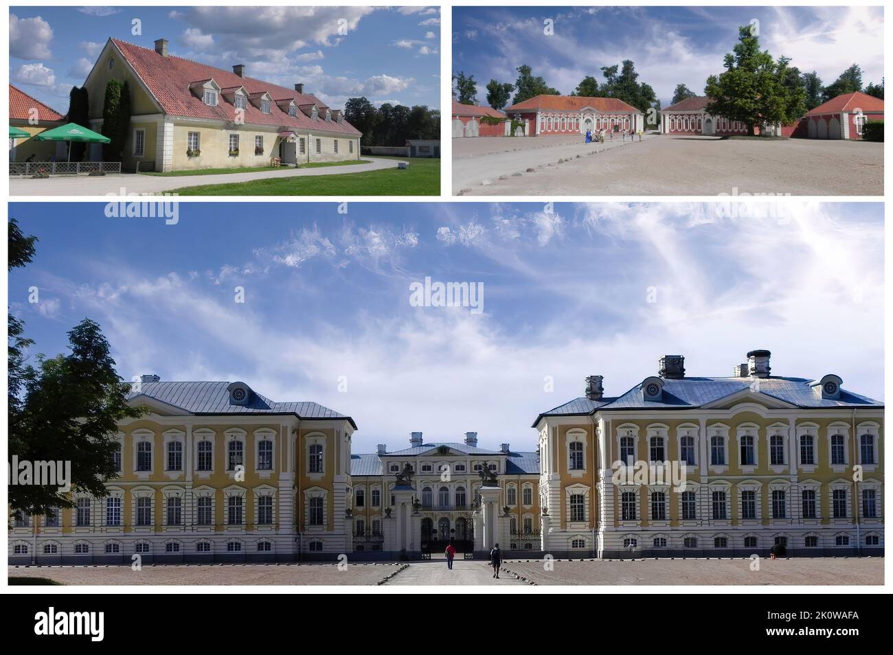 Rundale palace, former summer residence of Latvian nobility with a beautiful gardens around. Stock Photo