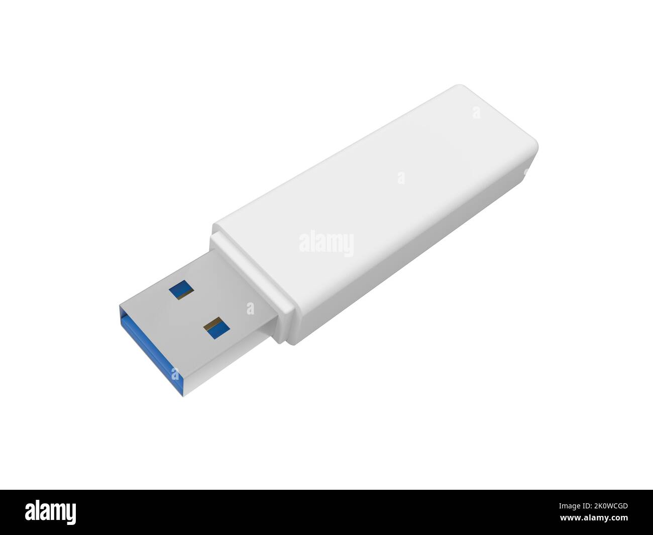 USB flash drive isolated on white background. Data storage device. Pen drive. Pendrive. 3d illustration. Stock Photo
