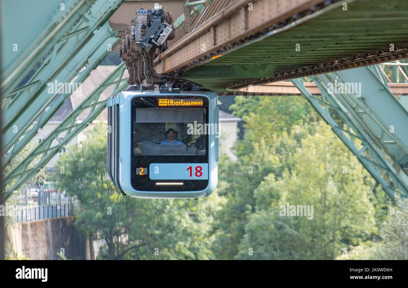 Wuppertal september2022: The Wuppertal suspension railway is a public transport system in Wuppertal that opened on March 1, 1901 Stock Photo