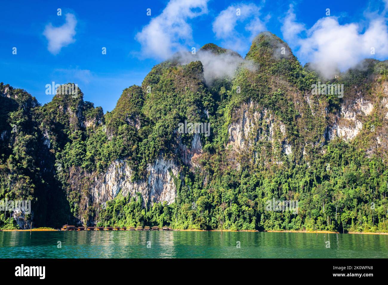 View of Khao Sok national park Cheow Lan Dam lake in Surat Thani, Thailand Stock Photo