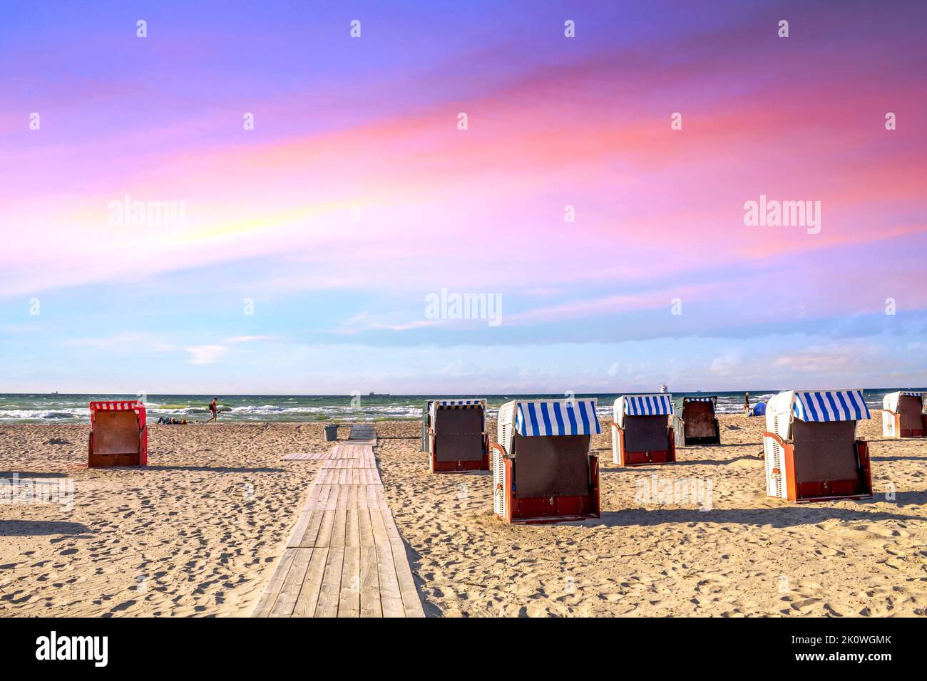 Beach, Warnemuende, Rostock, Baltic Sea, Germany Stock Photo